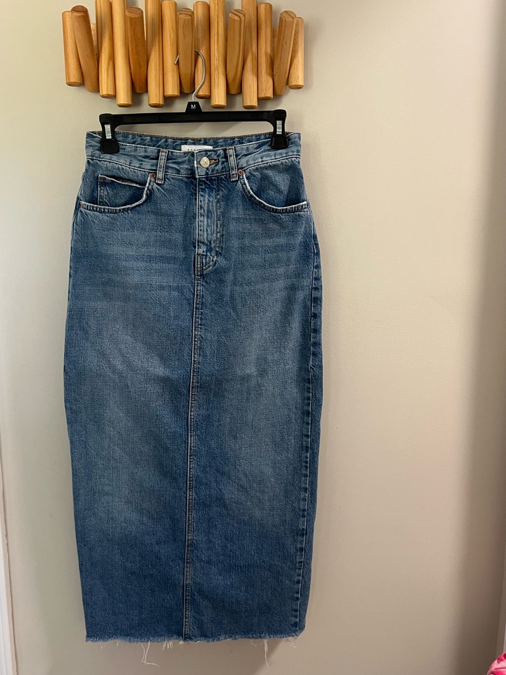 Topshop Blue Denim Midi Skirt size 0